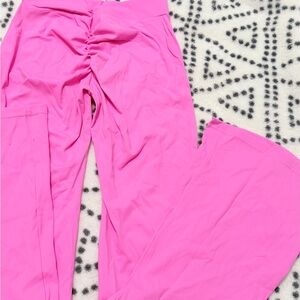 Bright Pink Ruched Flare Leggings